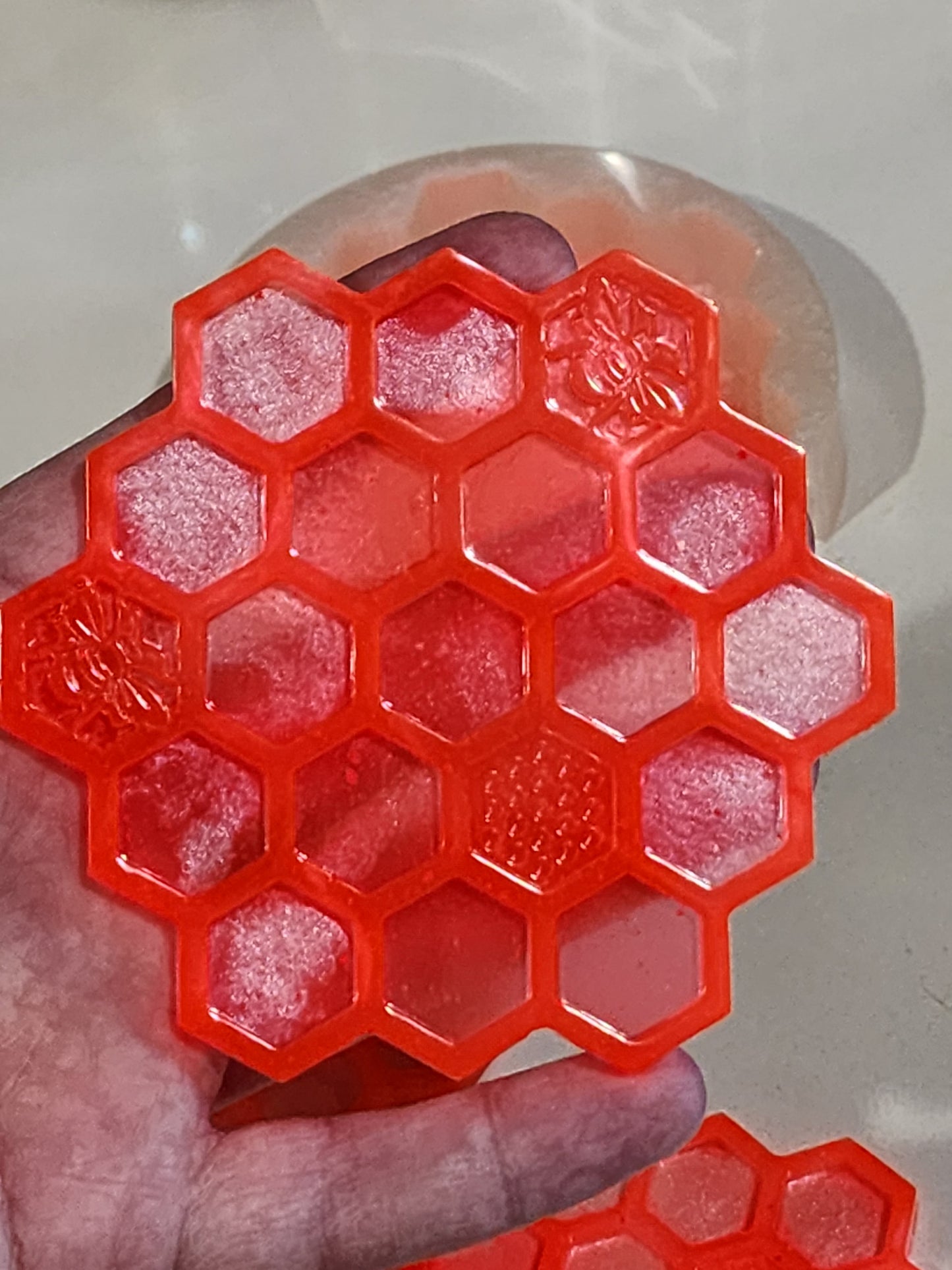 Honeycomb Coaster Set & Holder -Electric Watermelon