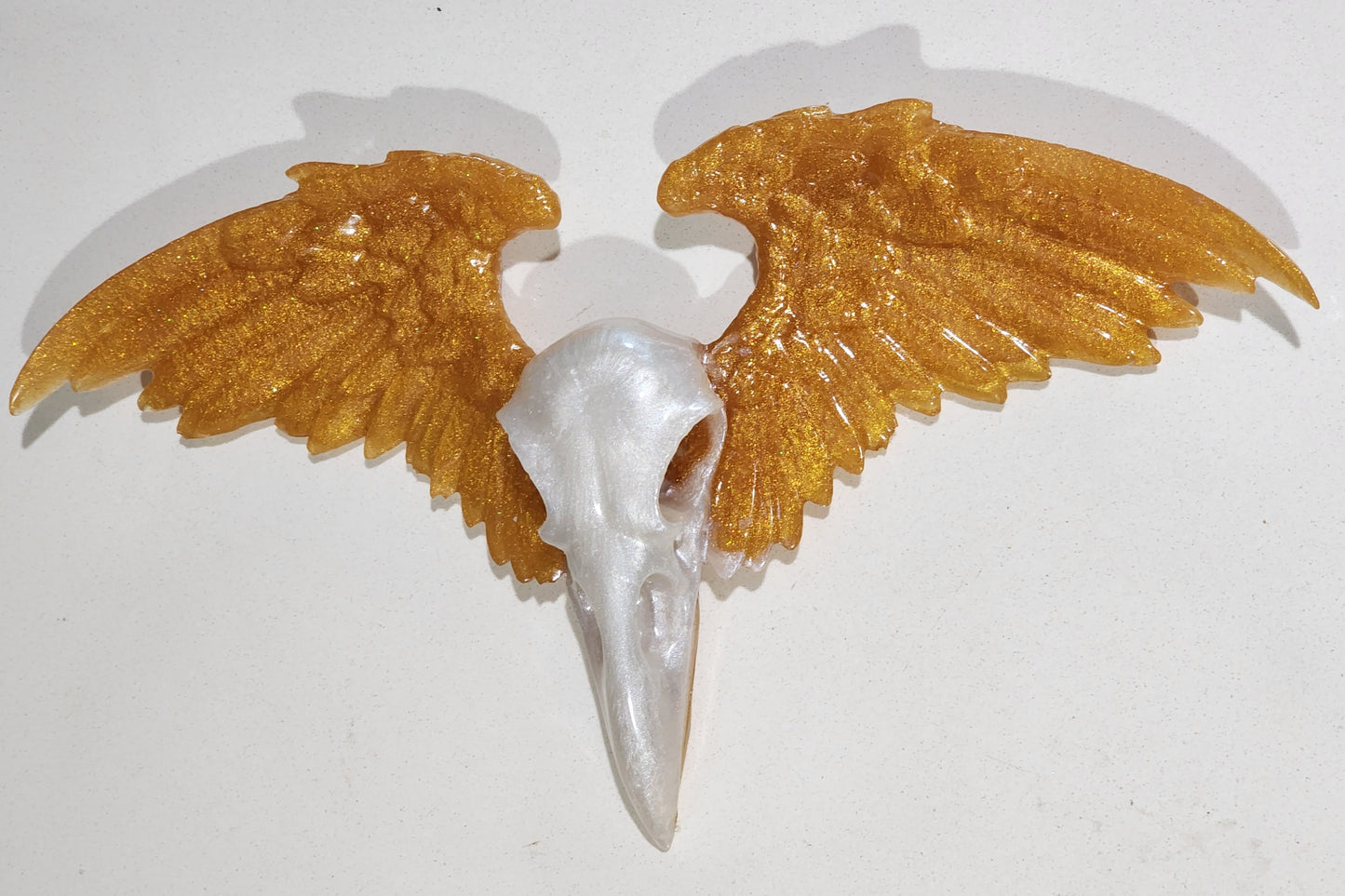 Raven Skull with Wings - Gold