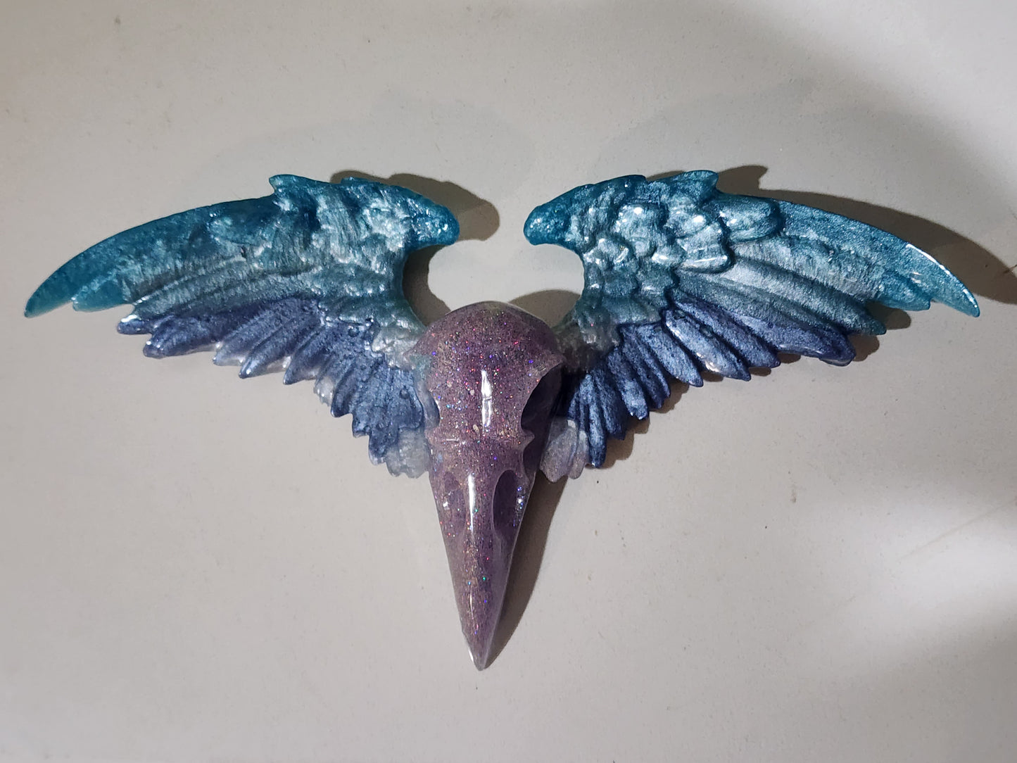 Raven Skull w Wings - Blue/Purple