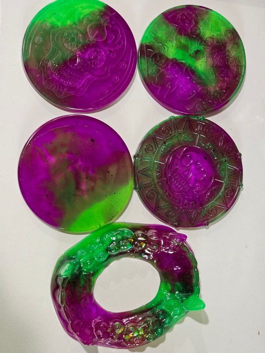 Halloween Coaster Set - Purple/Green