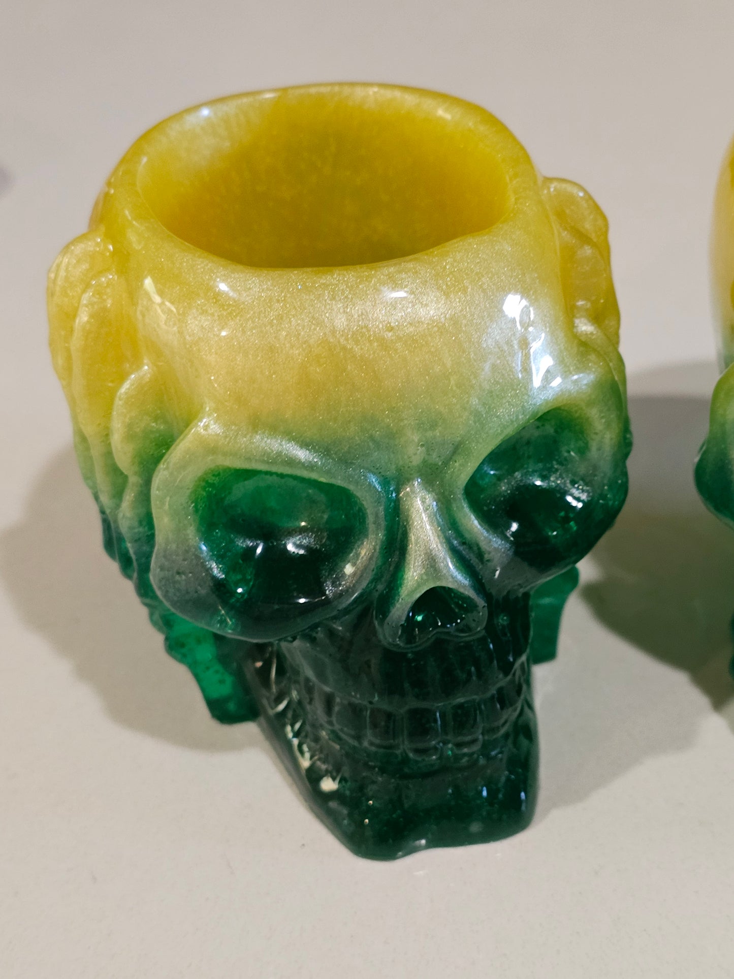 Mini Skull Pots -Green/Yellow